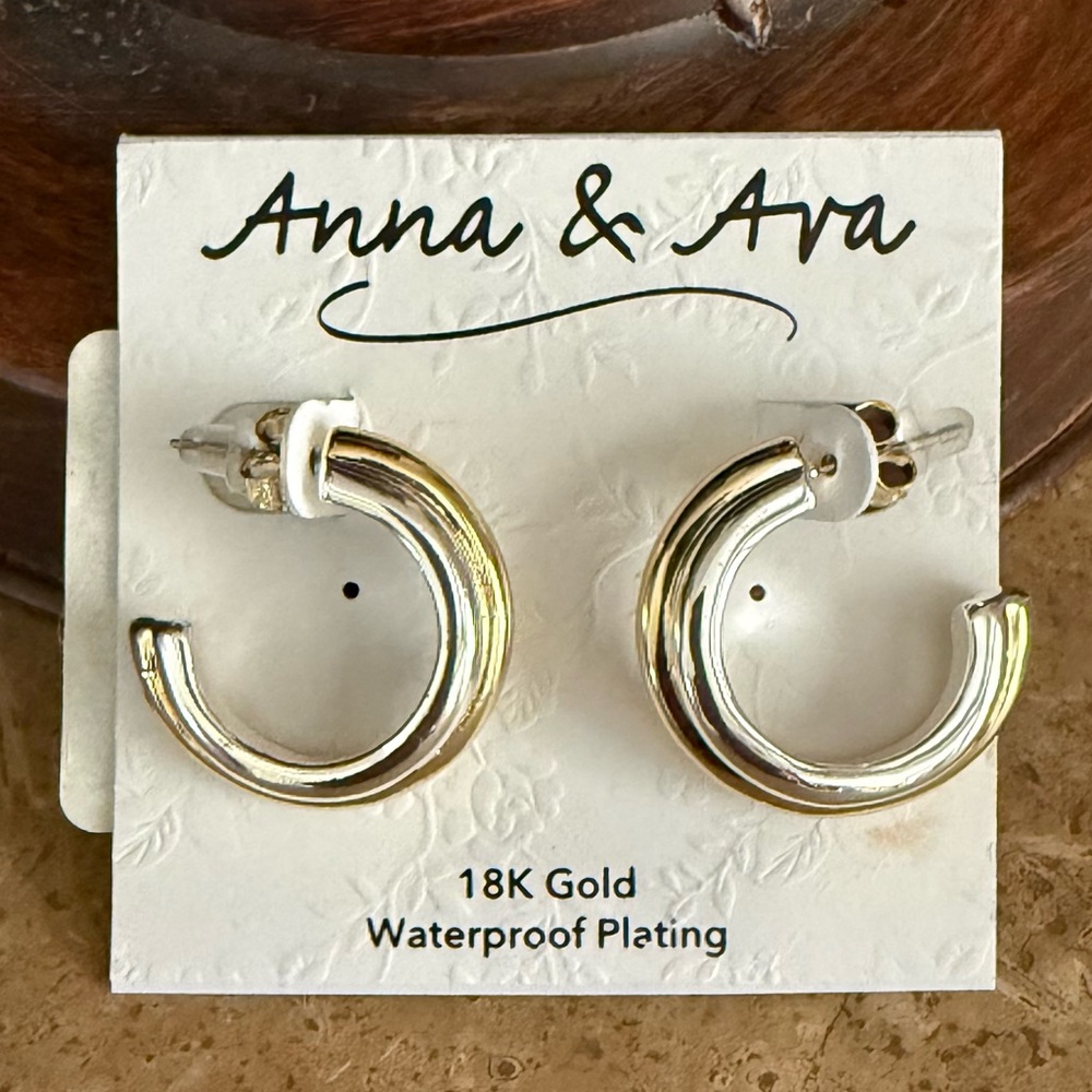 NWT Anna & Ava 18K Gold Plated Hoop Earrings